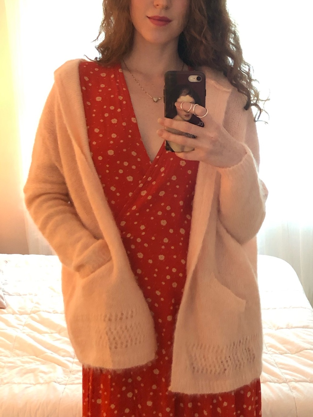 Sezane Pink Sweater Hoodie with Pockets and Hood, XS - Picture 2 of 12